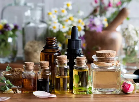 Massage and essential oil bottles